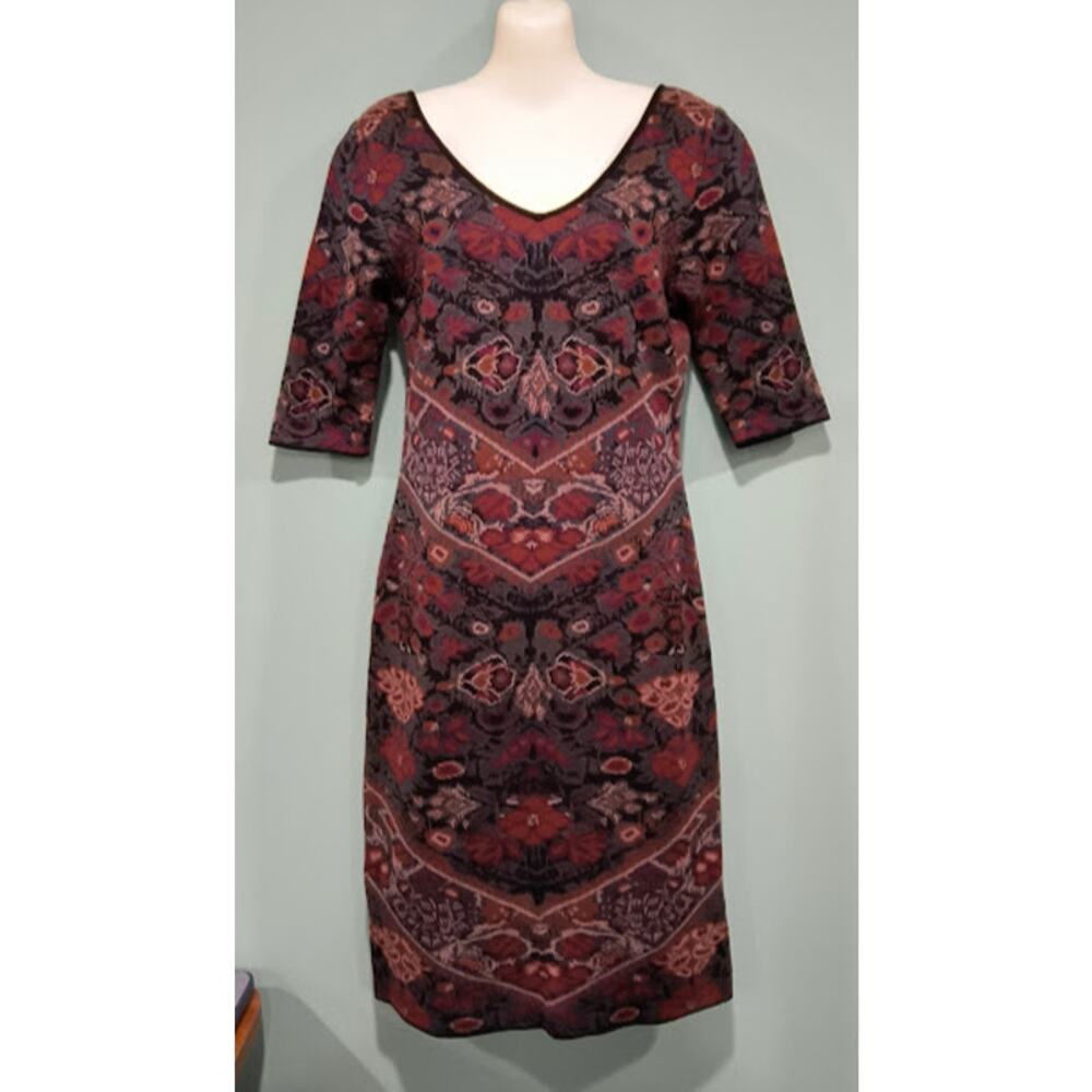 Peruvian Connection V-Neck Pima Cotton Knit Dress, Multi Color, Size S‎